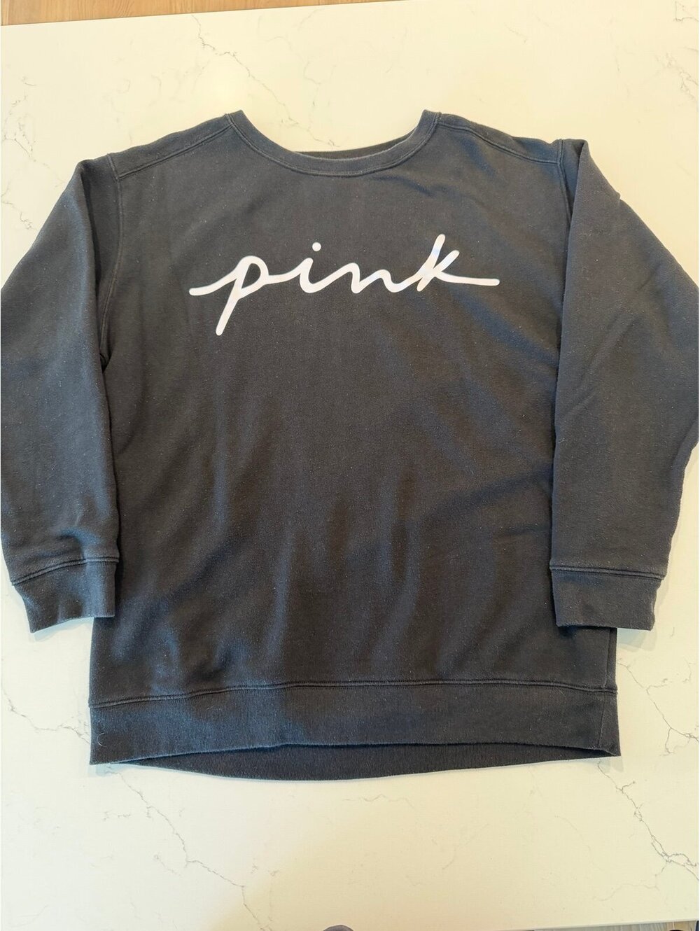 PINK Victoria's Secret Black Script Logo Crewneck Sweatshirt - Size M